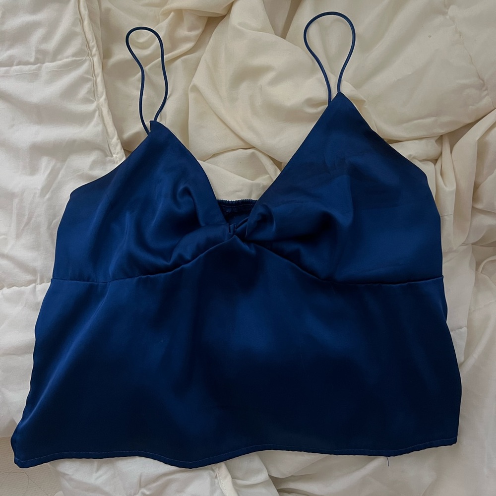 Navy Blue Satin Cami Top
